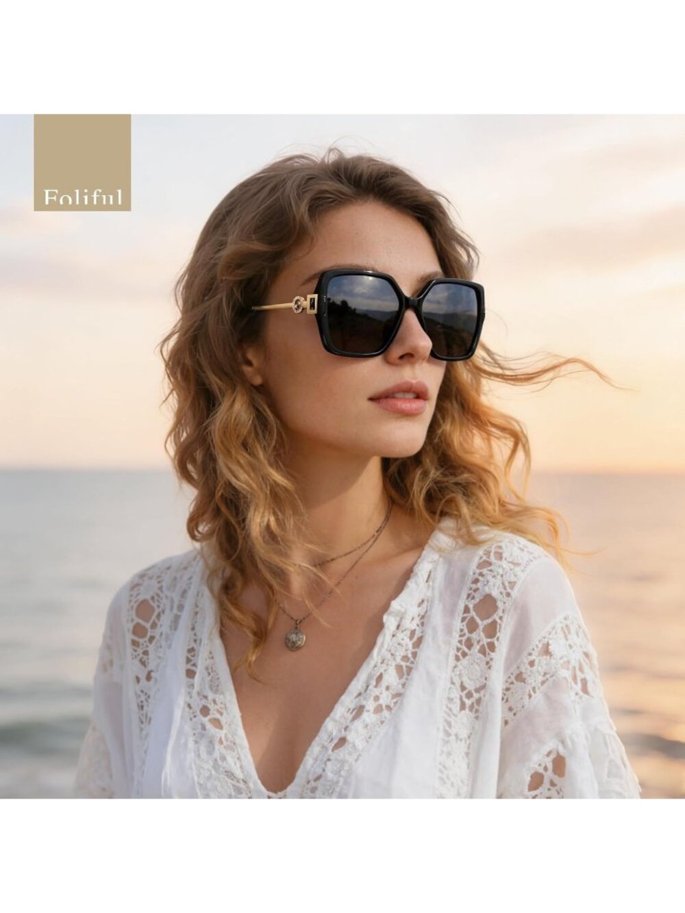Women's Retro Yellow Brown Oversized Vintage Style Sun Glasses UV Protection - Picture 3 of 7